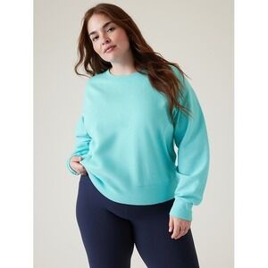Athleta Sundown Motion Sweatshirt Women Sz 1X Gulf Green Pullover Lightweight